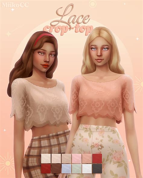 Lace Crop Top Miiko On Patreon Lace Crop Tops Sims 4 Sims 4 Mods