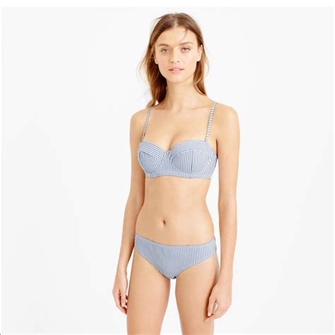 J Crew Swim Jcrew Underwire Bikini Top In Seersucker Seersucker