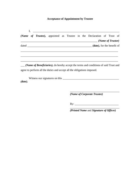 Trustee Acceptance Letter Example Doc Template Pdffiller