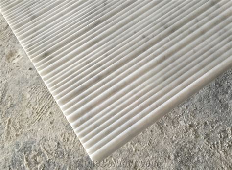 Italy White Carrara Line Finish Groove Wall Cladding Marble Tile From