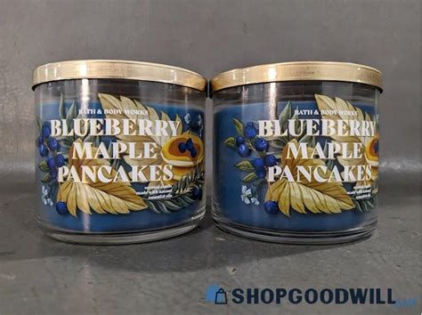 Bath Body Works Blueberry Maple Pancakes Wick Glass Jar Candles