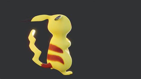 D Model Pikachu Pokemon Rigged D Model For Blender Vr Ar Low