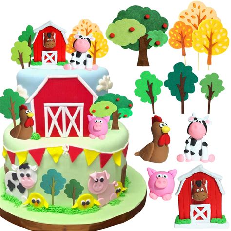 Snapklik.com : Farm Animal Cake Decoration Farm Animal Birthday Cake Topper Cow Cake Decoration ...