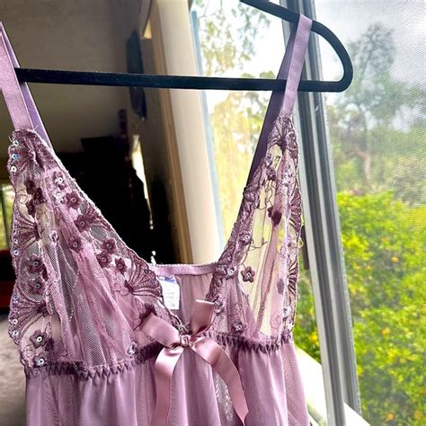 Vintage Intimates Sleepwear Vintage Lavender Babydoll Lingerie Embellished Floral Sexy
