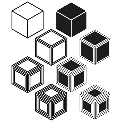 Variedad De Cubos 3d En Diferentes Perspectivas Conjunto De Formas