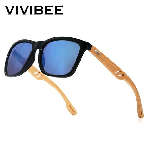 VIVIBEE Gafas De Sol De Bamb Para Hombre Y Mujer Lentes Cuadradas Con