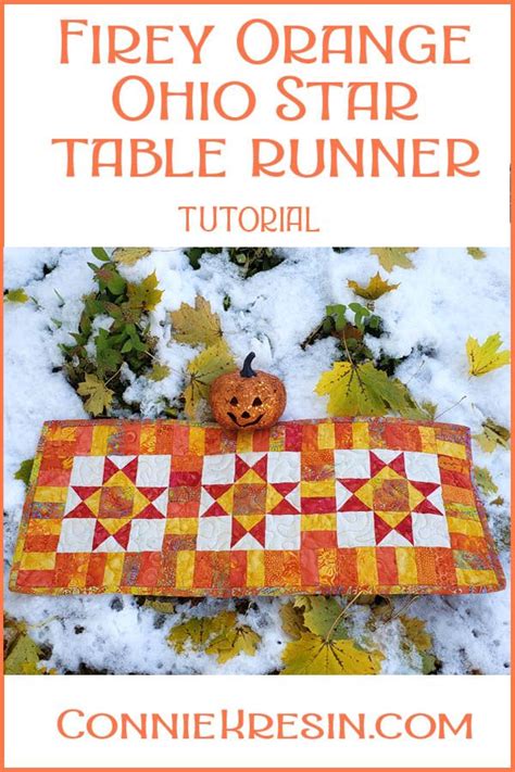 Ohio Star Table Runner In Fiery Orange Tutorial Freemotion By The