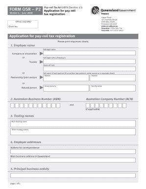 Fillable Online Osr Qld Gov Application For Payroll Tax Registration