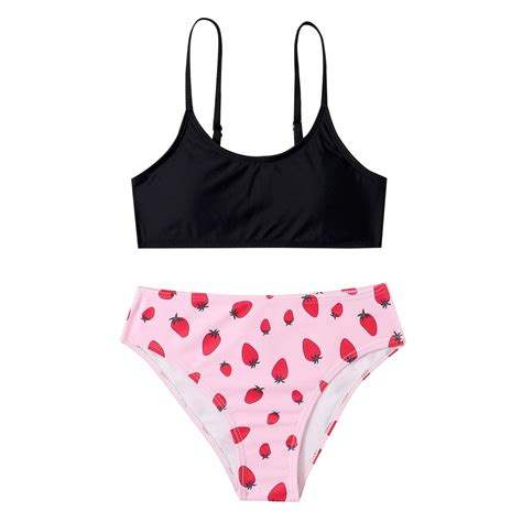 Peaskjp Girls Swimwear Girl S Piece Cute Spaghetti Strap Triangle Bikini Swimsuit With Beach