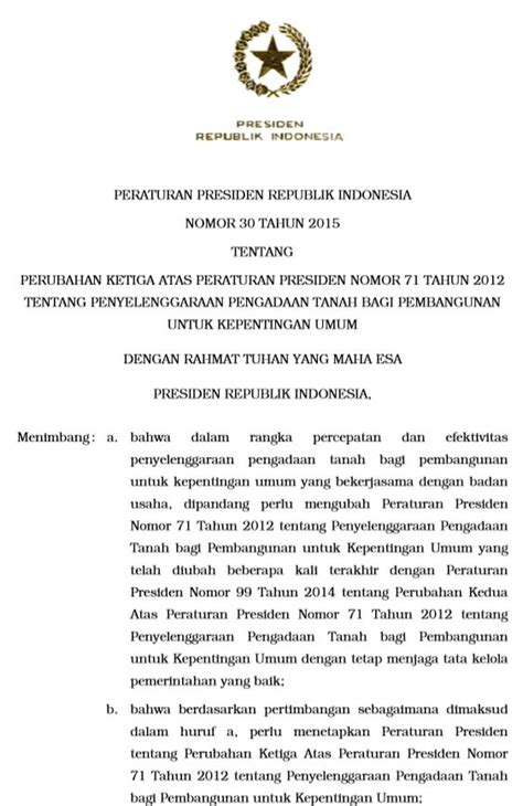 Peraturan Presiden Nomor 30 Tahun 2015 Tentang Perubahan Ketiga Atas