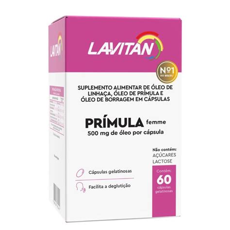 Lavitan Prímula Femme 60 cápsulas Cimed FSL Farma Drogaria e