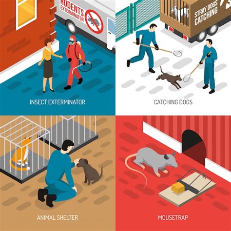 Free Vector | Animal control isometric design concept