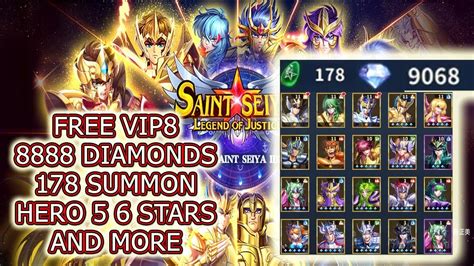 Saint Seiya Legend Of Justice Private Free VIP 8 178 Summon 9000