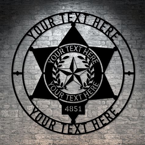 Personalized 6 Point Police Star Badge Metal Sign Custom Police Officer