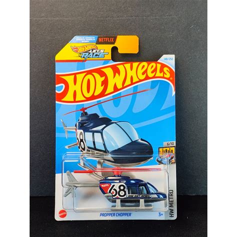 Hot Wheels Propper Chopper Helicopter Netflix Let S Race Blue Gray No