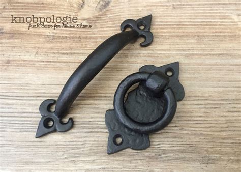 Black Hammered Loop Metal Drawer Pull Natural Rustic Black Etsy