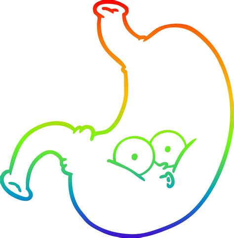 rainbow gradient line drawing cartoon bloated stomach 10158563 Vector