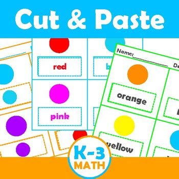 Colors Match Cut Paste By K 3 Resources Teachers Pay Teachers