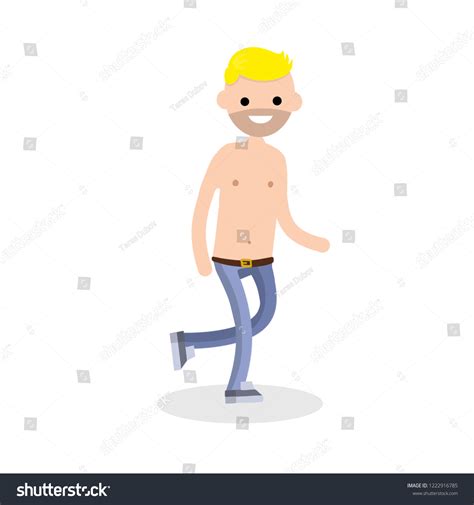 Man Jeans Naked Torso Running Guy Stock Vector Royalty Free 1222916785 Shutterstock