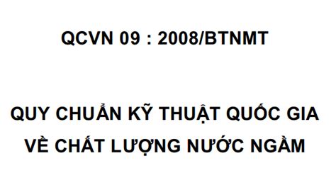 QCVN 09 2008 BTNMT Quy chuẩn kỹ thuật quốc gia về chất lượng nước