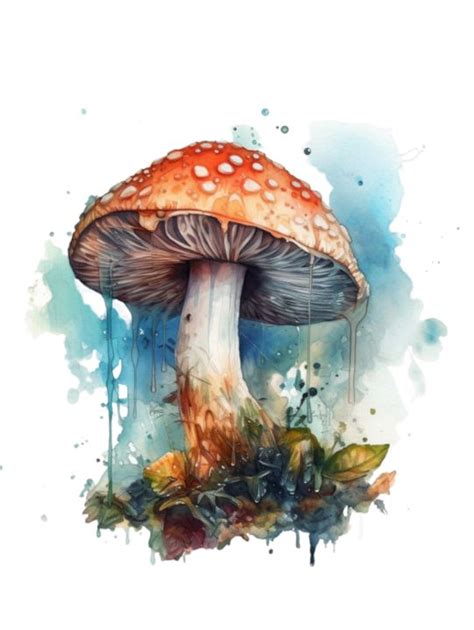 Magic Mushroom Watercolor Digital - Akira Art - Drawings & Illustration ...