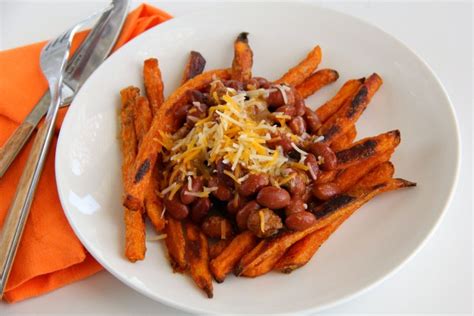 Sweet Potato Fries With Chili And Cheese