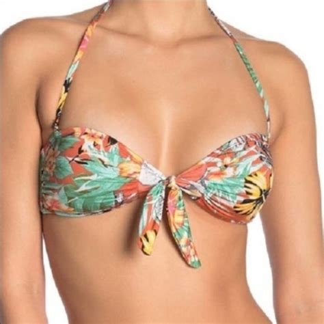 The Bikini Lab Swim The Bikini Lab Tropical Tie Front With Ruching