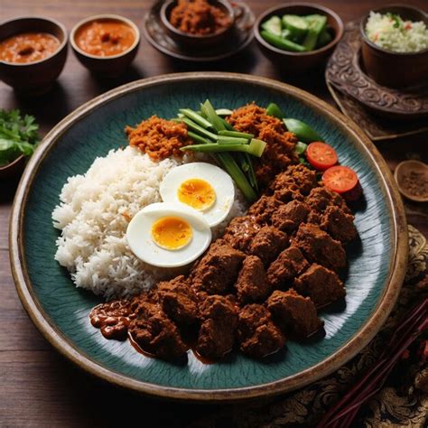 Nasi Padang Rendang Indonesia Premium Ai Generated Image