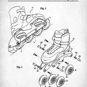 Patent Print Inline Roller Skate Poster Inline Roller Skate Etsy