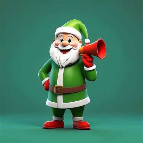 Premium Photo 3d Cartoon Santa Claus And Megaphone