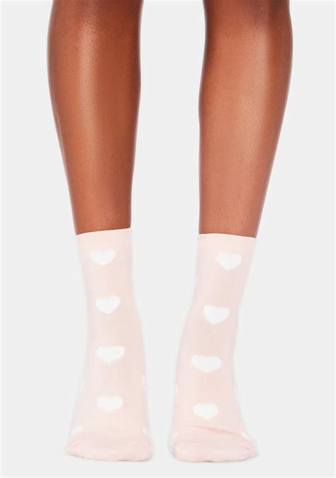 Heart Print Ankle Socks Pink Dolls Kill