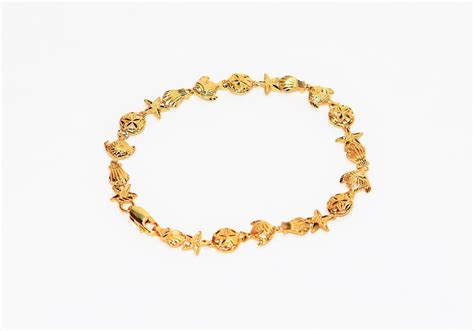 14k Solid Gold Bracelet Beach Bracelet Nautical Bracelet Fish Bracelet