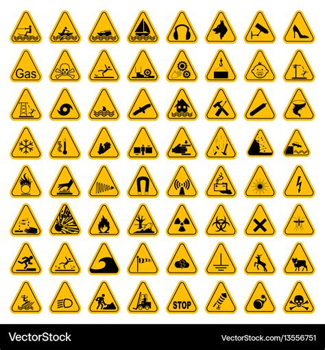 Warning Hazard Triangle Signs Set Royalty Free Vector Image