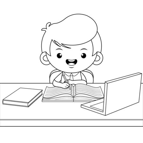 Child Studying Clipart Black And White Hen