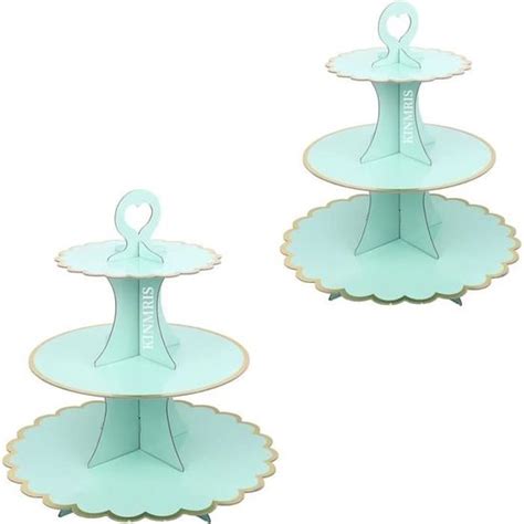 2Pcs Foil Edges Cupcake Stand Avec 3 Niveaux Stand De Gâteau Carton