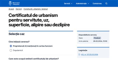 Certificatul De Urbanism Pentru Servitute Uz Superficie Alipire Sau