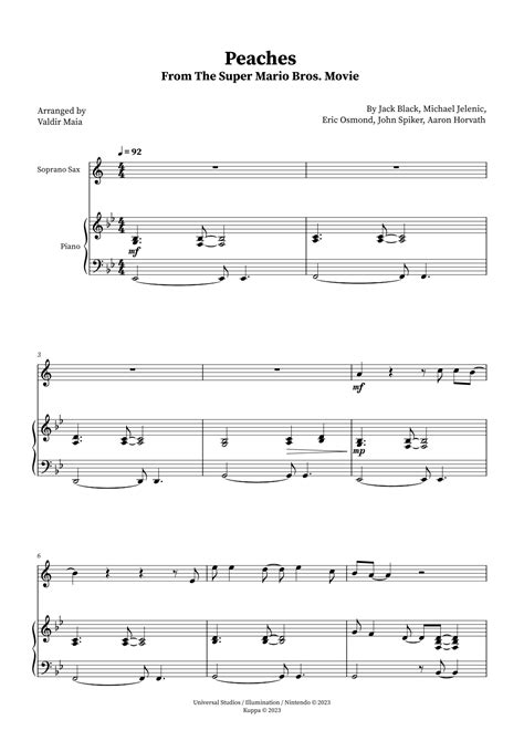 Peaches Arr Valdir Maia By Jack Black Sheet Music For Soprano Sax