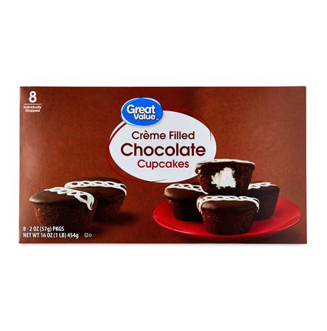 Great Value Creme Filled Chocolate Cupcakes, 16 oz, 8 Count - Walmart.com