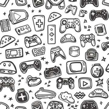 Video Game Doodle Seamless Pattern Game Doodle Video PNG Transparent