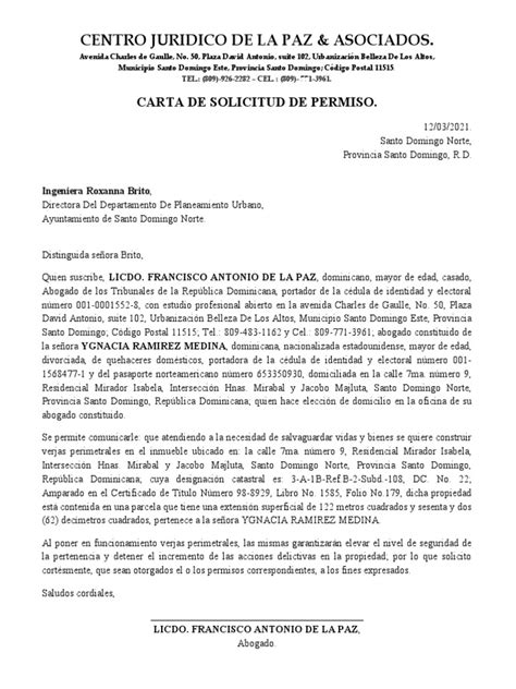 Carta de Solicitud de Permiso 1 | PDF 
