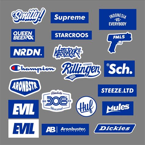 Jual Stiker Brand Distro Variasi Blue Keren Poll Bahan Graftac Bisa