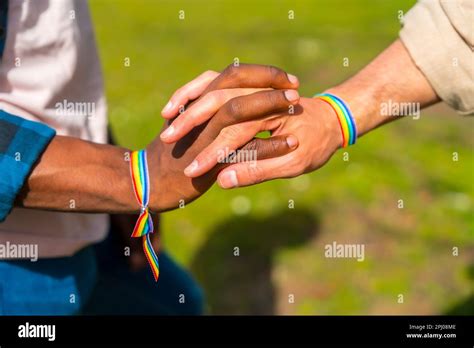 Hands Of A Multiethnic Gay Male Couple Holding Hands Lgbt Concept Stock Photo Alamy