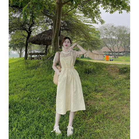 Hion Store Set áo thun sọc yếm kaki nude Shopee Việt Nam