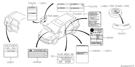 Subaru Tribeca Fuel Information Label Body Caution Aa