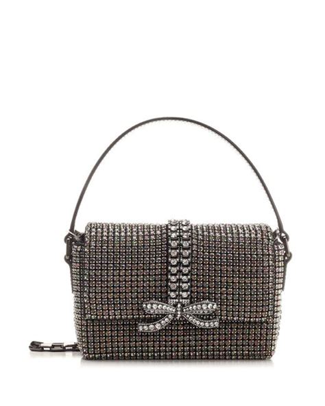 Self Portrait Rhinestones Embellished Bow Bag In Metallic Lyst UK