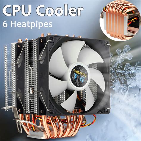 Aurora 3 Pin Double Fan 6 Copper Tube Dual Tower Cpu Cooling Fan Cooler