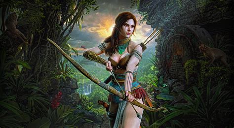 Lara Croft Hunter Girl Lara Croft Tomb Raider Games Artist Artwork