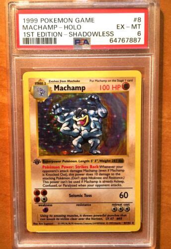 Machamp St Edition Base Set Shadowless Holo Rare Pokemon Graded