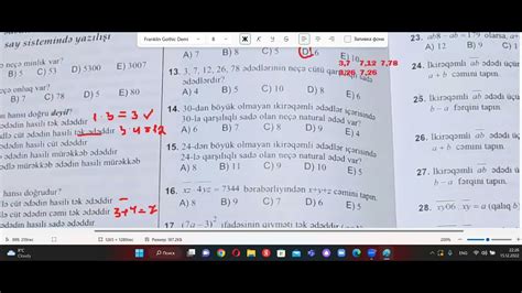 Riyaziyyat Test Toplusu Tap R Qlar Natural D Dl R Part