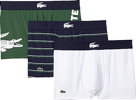 Lacoste Trunks 3 Pack Big Croc On Side Thyme Navy Blue White Men S